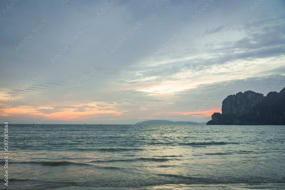 beautiful blue sky tropical coast beach paradise ocean summer sea at PP Island, Krabi,  Phuket, Thailand. guiding plan idea for backpacker go relaxing resting at long weekend see sunset and sunrise 