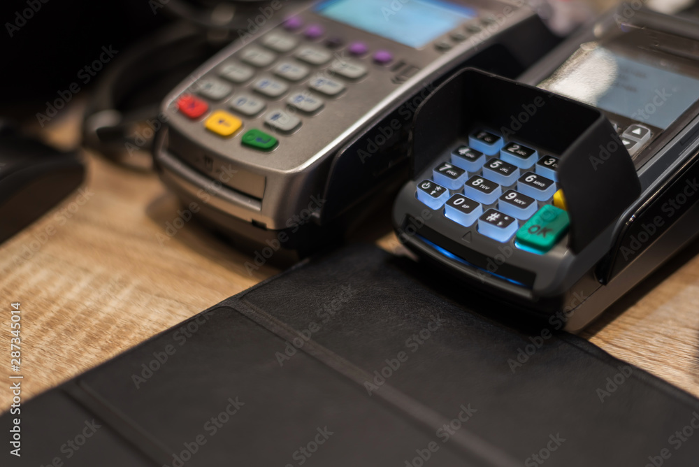 Payment with credit card. EDC machine or terminal