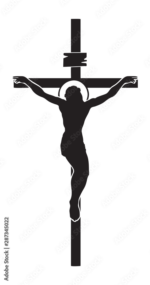 Vector illustration of religious symbol crucifix. Jesus Christ, the Son ...