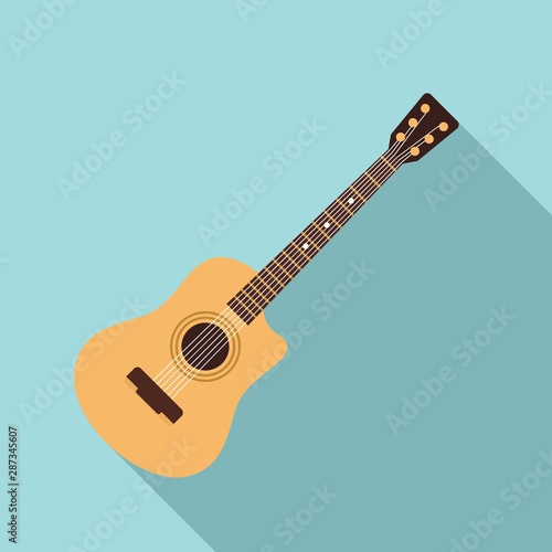 Acoustic guitar icon. Flat illustration of acoustic guitar vector icon for web design