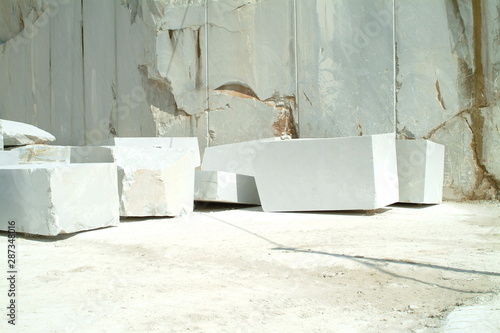 Blocks of white marble near the quarries, Carrara