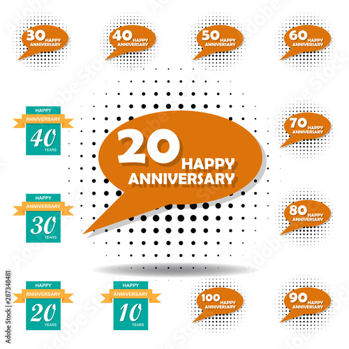 20 years multicolored icon . Set of anniversary illustration icons. Signs, symbols can be used for web, logo, mobile app, UI, UX