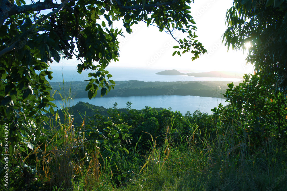 Lush Tropical Natural Framed View of Volcanic Crater Lush Tropical Natural Framed View of Volcanic Crater