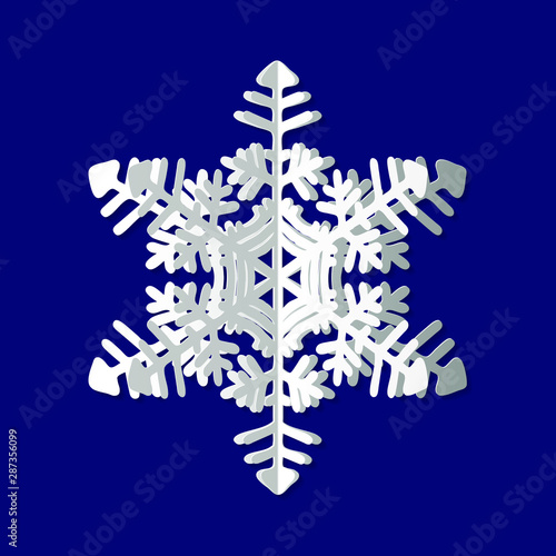 snowflake . New year and Christmas design elements. 3 D snowflake with shadow 