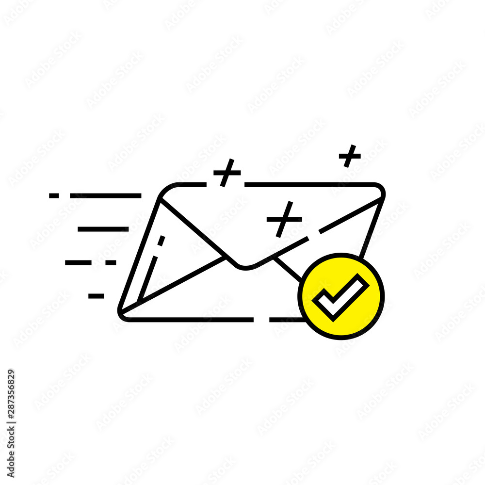 Speed mail icon. Fast email delivery symbol. Quick postal service