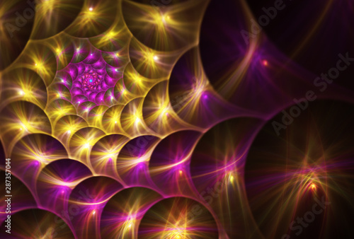 Abstract color dynamic background with lighting effect. Fractal art, spiral