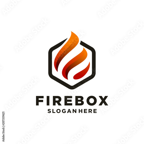 Flame with Box logo design. Ready to use. Fire box vector logo template
