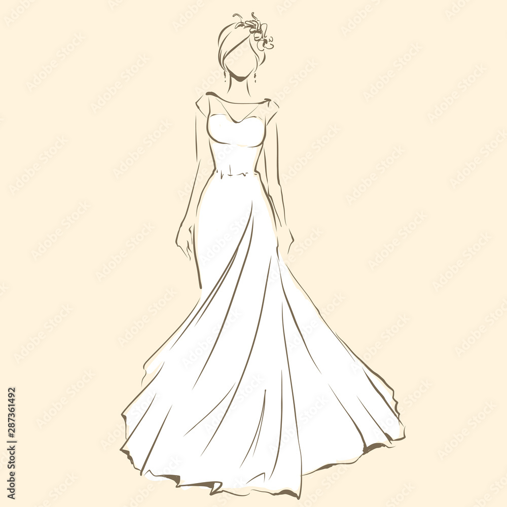 Elegant bride in beautiful dress, posing woman Elegant bride in beautiful dress, posing woman
