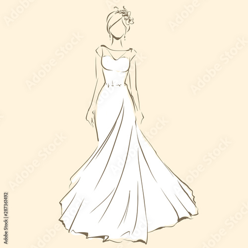 Elegant bride in beautiful dress  posing woman