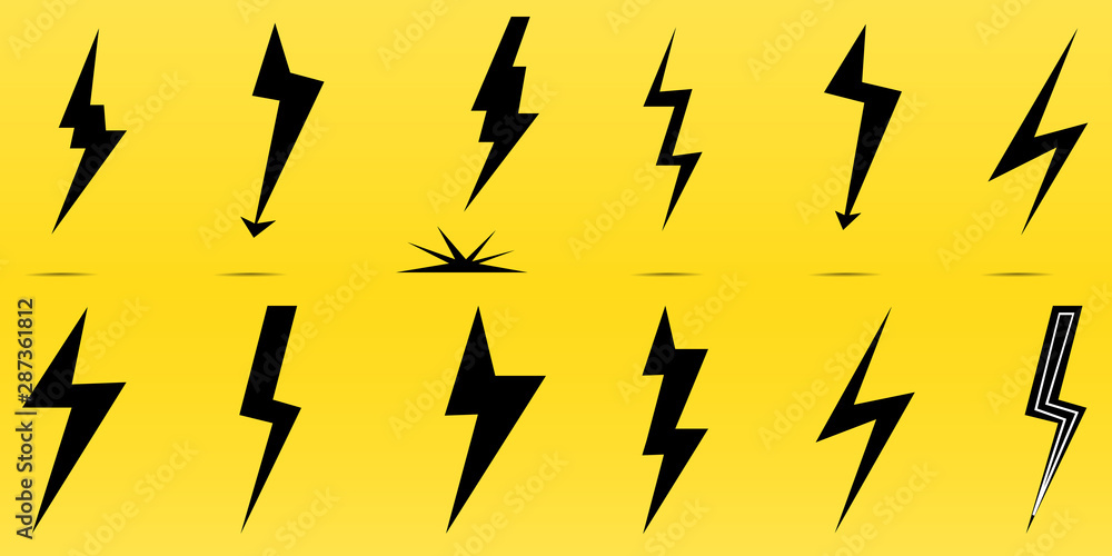 Thunder lighting. Flash icon isolated on transparent background. Vector illustration. Element of graphic symbol of lightning. Thunder lighting. Flash icon isolated on transparent background. Vector illustration. Element of graphic symbol of lightning.