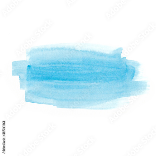 Blue watercolor brush strokes on white background. Copy space for text.