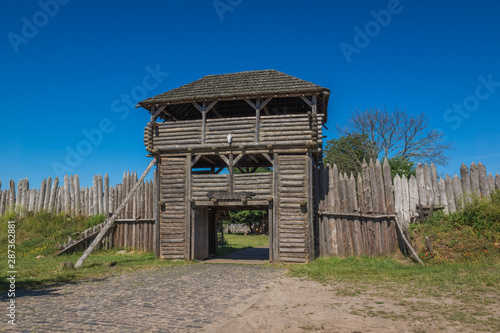 Obraz na płótnie Village of Slavs and Vikings in Wolin, Poland w salonie