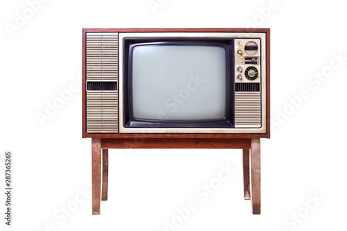 Vintage, Old TV isolated on white background