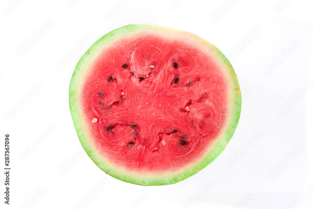 closeup of some pieces of refreshing watermelon isolated on a white background closeup of some pieces of refreshing watermelon isolated on a white background