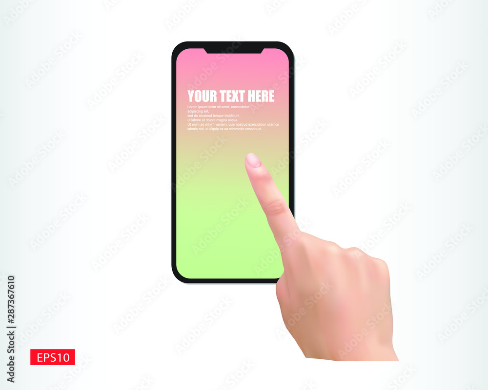 Hand holding smartphone on white background template vector eps10 Hand holding smartphone on white background template vector eps10