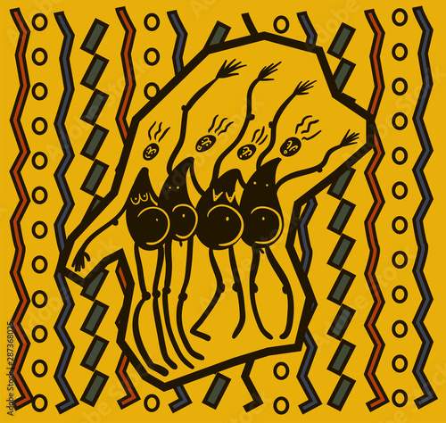 African pattern with people