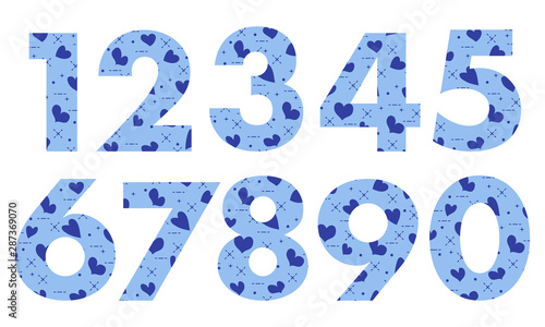 Arabic numerals with hearts.