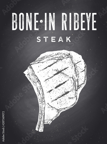Steak, Chalkboard. Kitchen poster with steak silhouette