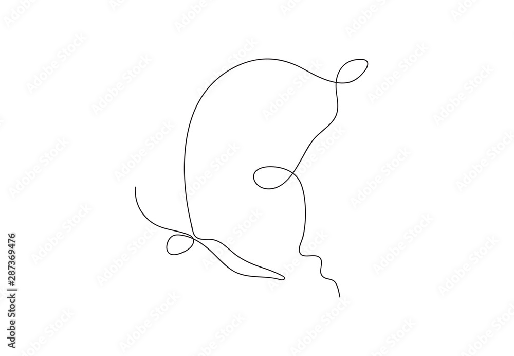 Butterfly one continuous line drawing element isolated on white background for logo or decorative element. one line art Butterfly one continuous line drawing element isolated on white background for logo or decorative element. one line art