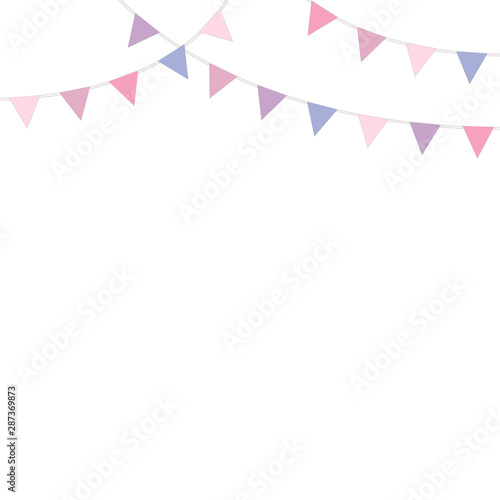 Baby girl celebration party flags decoration vector illustration.