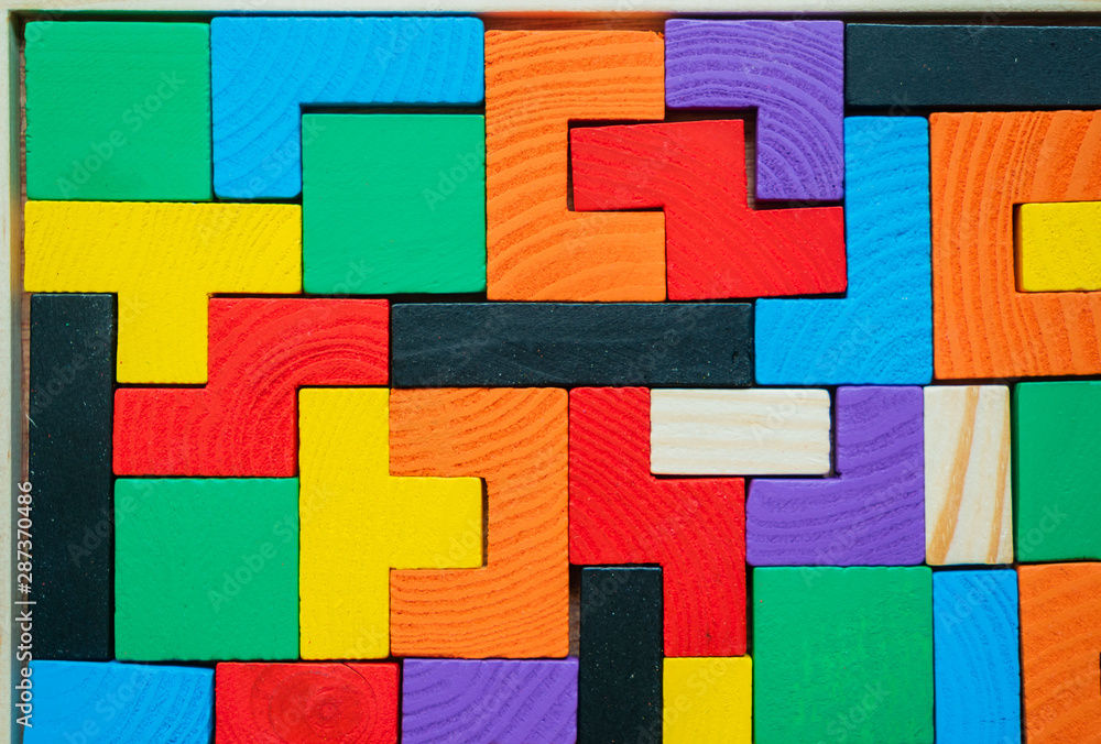 Tetris toy wooden blocks closeup Tetris toy wooden blocks closeup