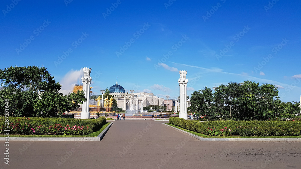 Buildings in the VDNKh Park in moscow russia