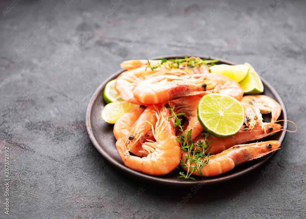 Shrimps served on a plate