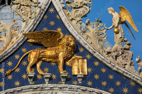 Sculpture of the Lion of Venice on St. Marks Basilica