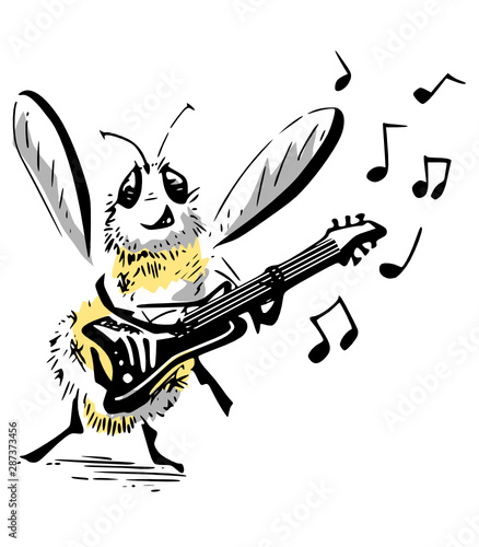 Cool illustration of a rockstar bee