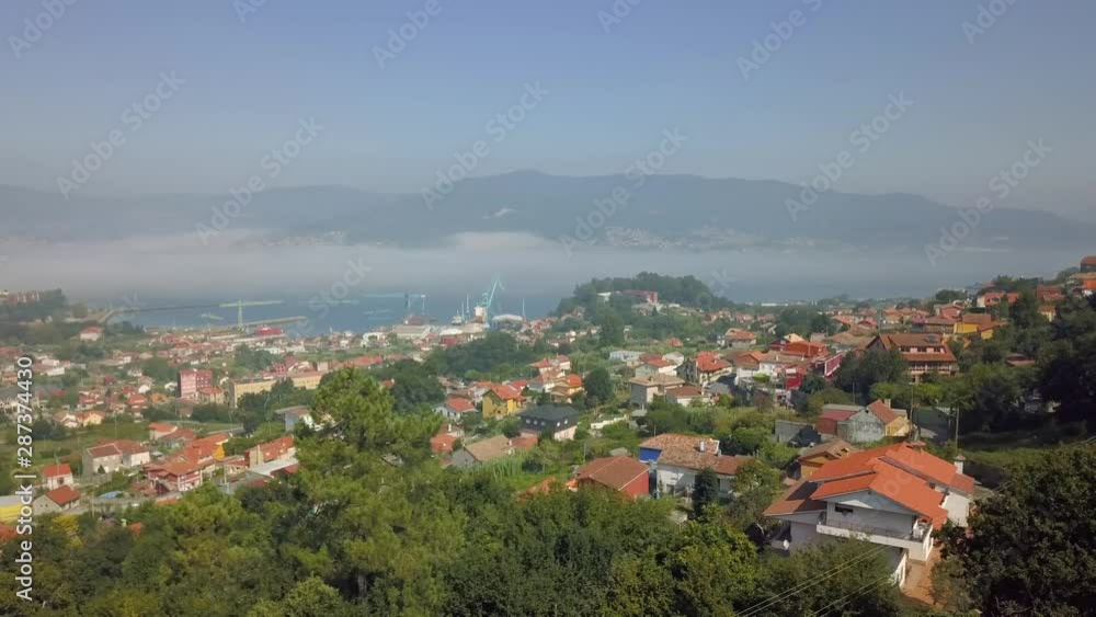 maritime port of goods. Industrial view, Vigo, Galicia, Spain. Estuary. maritime port of goods. Industrial view, Vigo, Galicia, Spain. Estuary.