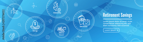 Retirement Savings Icon Set and Web Header Banner