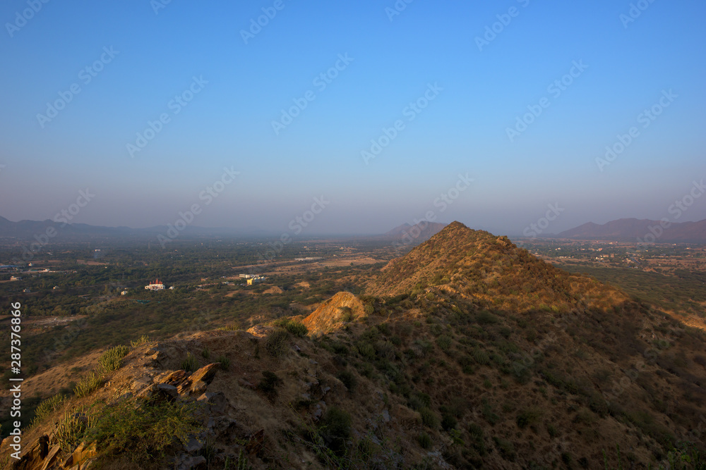 Fototapeta premium Landscape of mountains in Pushkar, India.