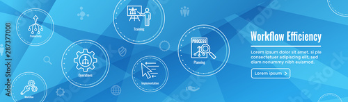 Workflow Efficiency Icon Set and Web Header Banner with Operations, Processes, Automation, etc