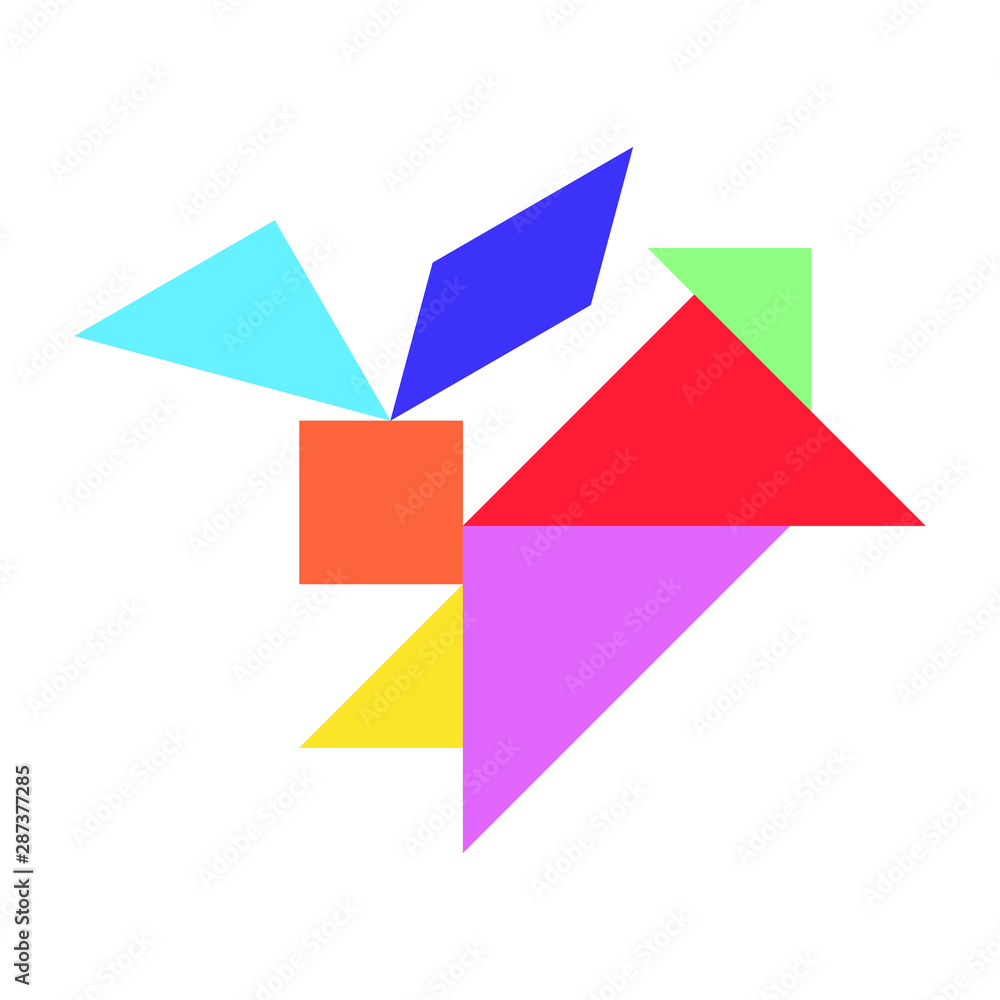 Tangram puzzle in rabbit shape on white background (Vector) Tangram puzzle in rabbit shape on white background (Vector)