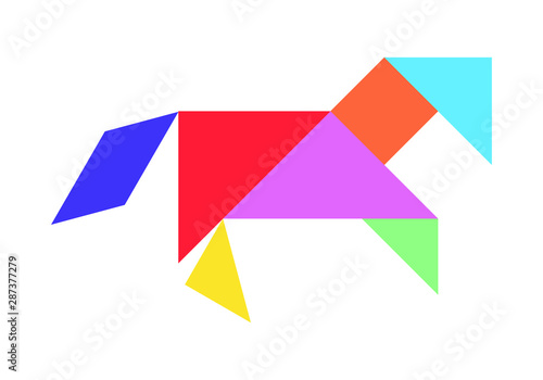 Fototapeta Naklejka Na Ścianę i Meble -  Tangram puzzle in horse shape on white background (Vector)