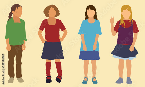 Female school Children Wearing Skirts