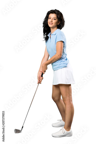 Young golfer woman
