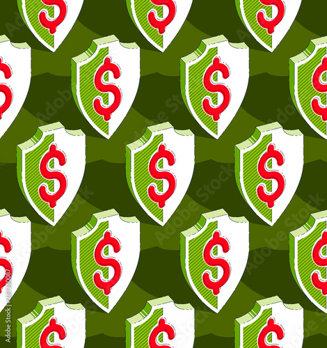 Shields seamless background, protection, antivirus or firewall, vector wallpaper or web site background.