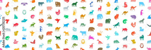 Seamless pattern with Animals logos. Animal logo set