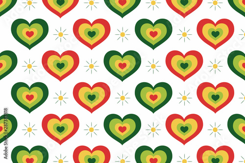 Colored pattern on white background. Heart with yellow, green and red colors.