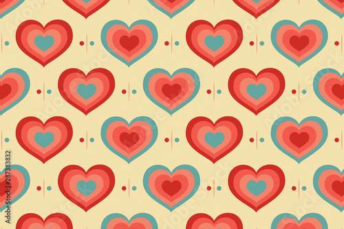 Colored pattern with background. Heart with red, blue and pink colors.