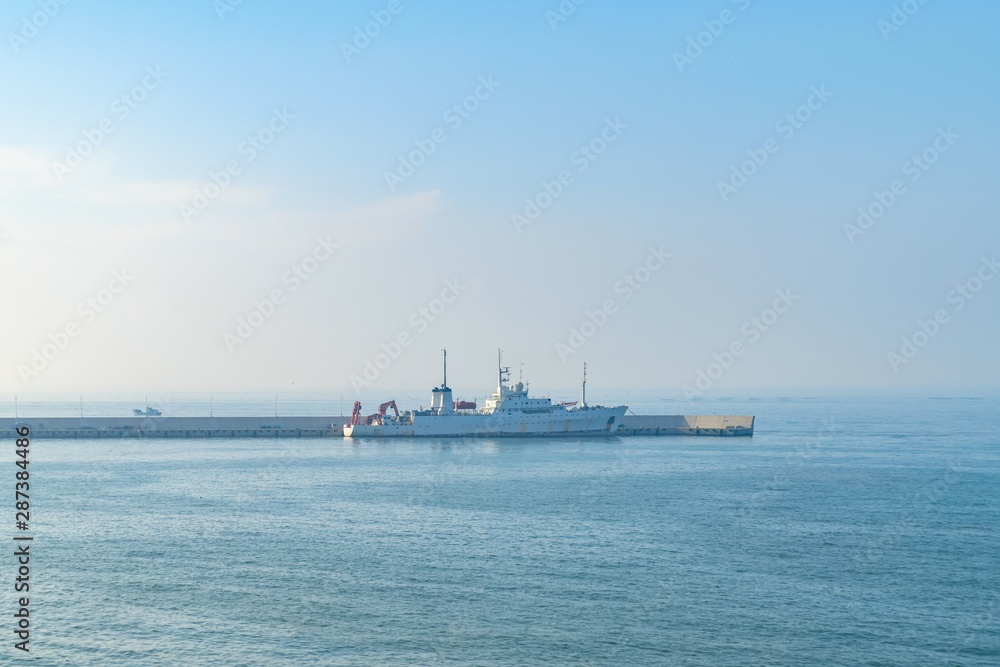 Industrial ships docked at ports