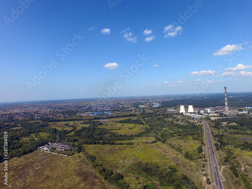 Aerial view of the saburb landscape (drone image).Near Kiev,Ukraine photo