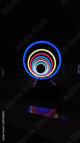 Concentric Rings of Multicolored Lights