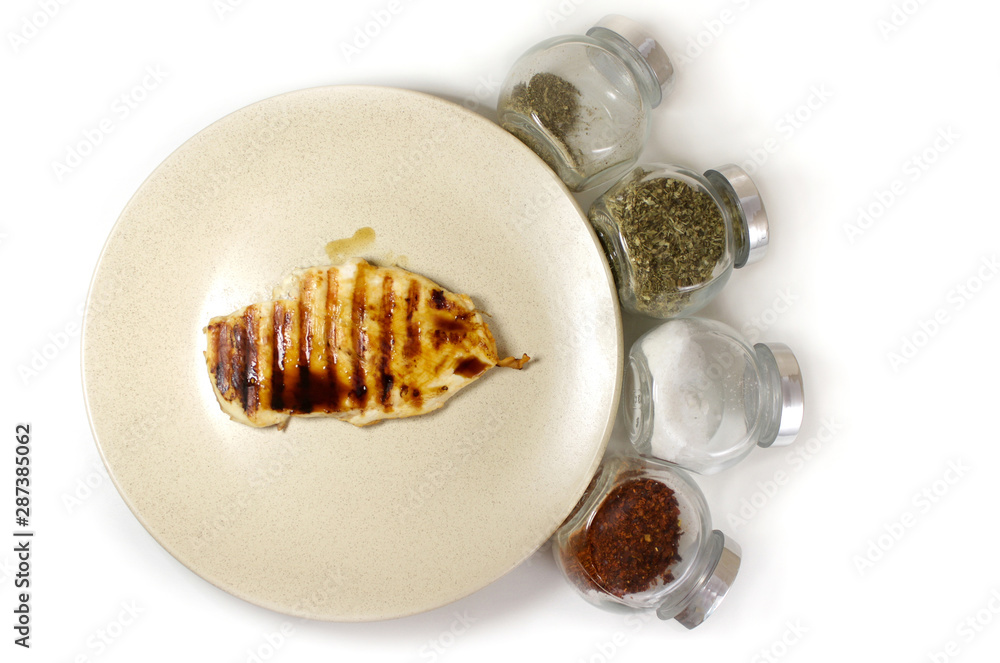 chicken steak on a plate with spices chicken steak on a plate with spices