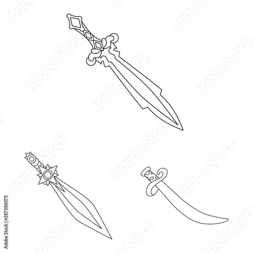 Vector design of game and armor logo. Set of game and blade stock vector illustration.