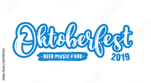 Hand sketched Oktoberfest word as header or logo. Vector illustration of Munich´s beer festival. Drawn lettering for poster, banner, invitation. 