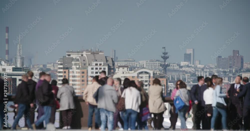 Panoramic view of Moscow city with turists in the foreground Panoramic view of Moscow city with turists in the foreground