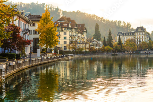 The city center of Thun, Switzerland. Autumn landscape