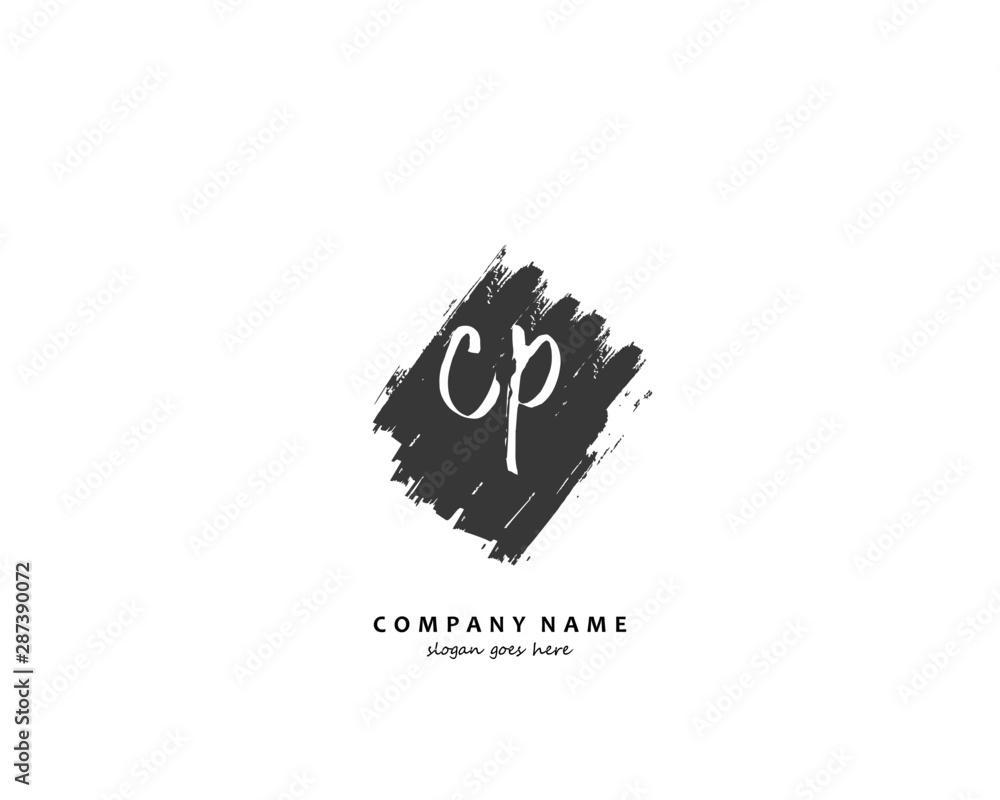 CP Initial handwriting logo vector CP Initial handwriting logo vector